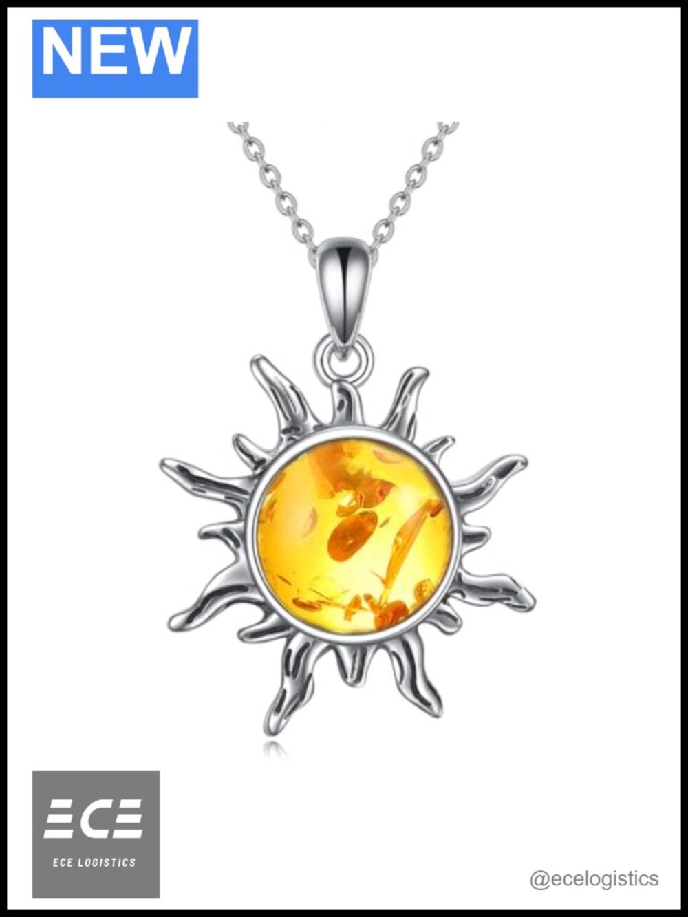 Sterling Silver Sun Necklace 925 Pendant 18+2in Women Jewelry Gift